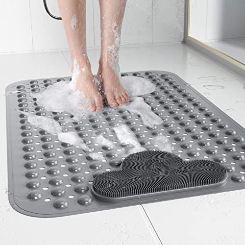 PureJoy Tapis de douche pour douche intérieure Gris Cover