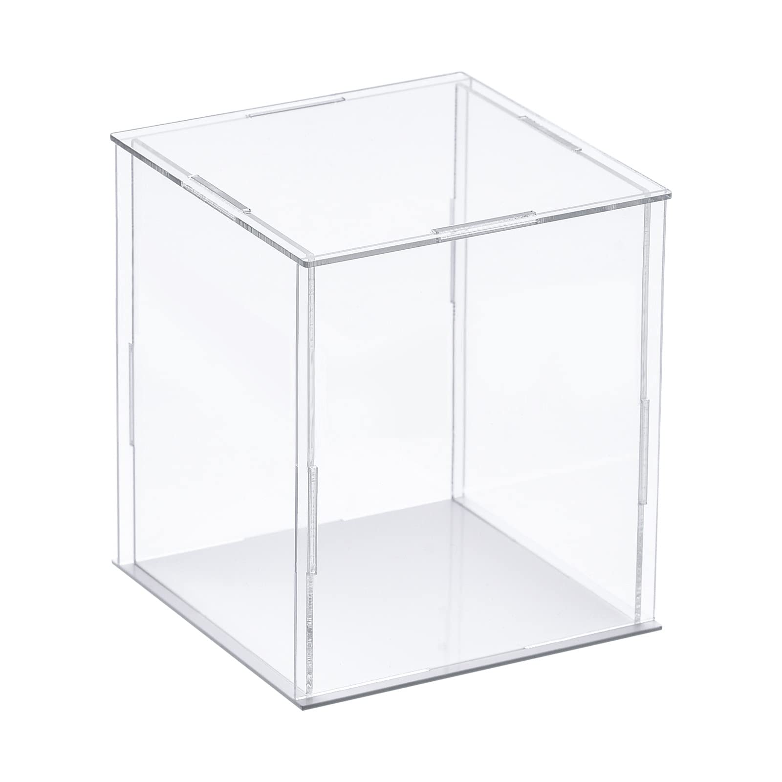 Muiltvoe Clear Display Case, Acrylic Box Assemble Transparent Dustproof Box Showcase 10x10x10cm for Collectibles, Crafts