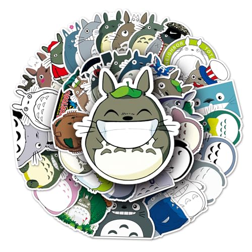 50 Stück Laptop Aufkleber Totoro, Wasserfeste PVC-Aufkleber für DIY-Dekoration, Graffiti-Stil Stickers für Autos Motorräder Laptops Fahrräder Skateboards Skier Snowboards Gepäck etc.