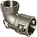Dixon 200D-90SS Stainless Steel 316 Type D Cam and Groove Hose Fitting, 90 Degree Elbow, 2" Socket x 2" NPT Female