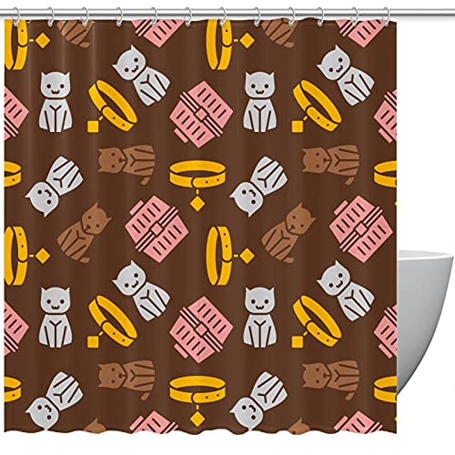 Rideau de douche imperméable pour éviter les fuites d'eau avec motif chat - 2