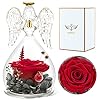 Angel Rose Figurines Angel Gifts for Women, Preserved Real Rose Glass Angel Gifts for Her Grandma Mom, Angels Figurines…