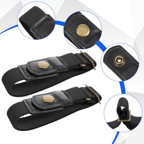 2 Pcs No Buckle Belt Women & Men, Invisible Stretch Side Belts Without Buckles, Comfortable Adjustable No Buckle Stretch Belt for Women, Lady, Men Jeans Pants3