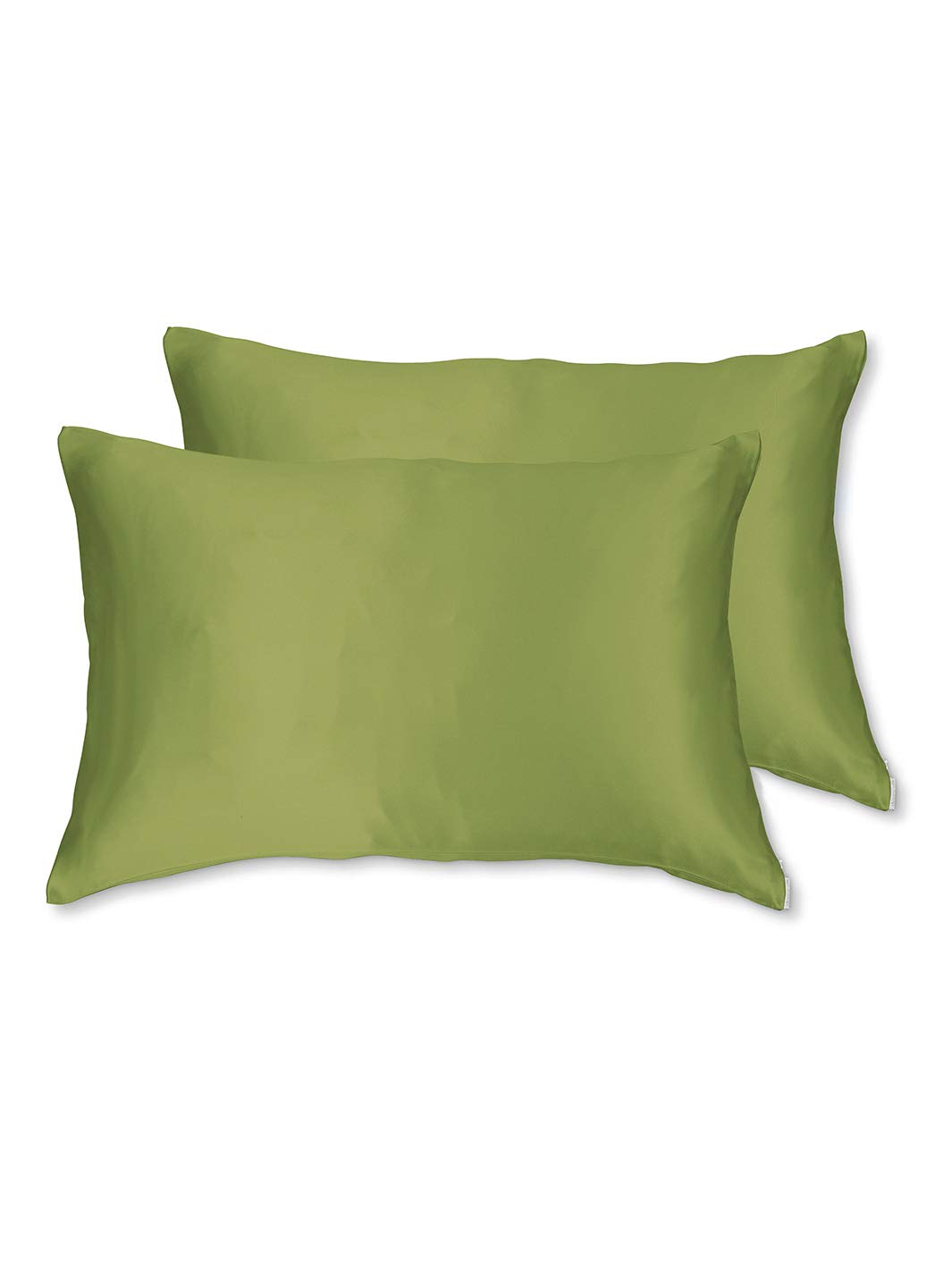 25 federe in pura seta di gelso al 100%, 2 pezzi, colore verde oliva | previene l'invecchiamento precoce e le pieghe del sonno sgradevoli | Riduce le rotture e le doppie punte.