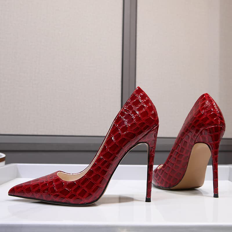 Women's Sexy Pattern High Heels Stiletto Bridesmaid Wedding Party Pointed Toe Elegant Slip on Dress Pumps Shoes3