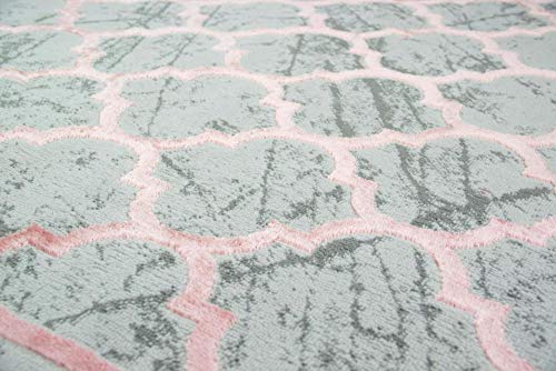 CARPETIA Teppich Wohnzimmerteppich marokkanisches Muster grau rosa Größe 80x150 cm – Bild 4