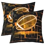 Homewish Fußball Kissenbezüge Rugby Sports Kissenhüllen 45x45cm Set von 2 für Kinder Männer Frauen Teenager,Neonwürfel Glühender Buffalo Kissenbezug Ombre Geometric Weich Bequem Kissenbezüge