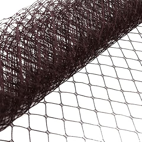 Queenbox 9.8inx1 Yard Big Mesh Openwork Tulle Fabric, Hollow Gauze Roll Hole Lace Net Thin Fabric for DIY Art Craft, Brown Cover