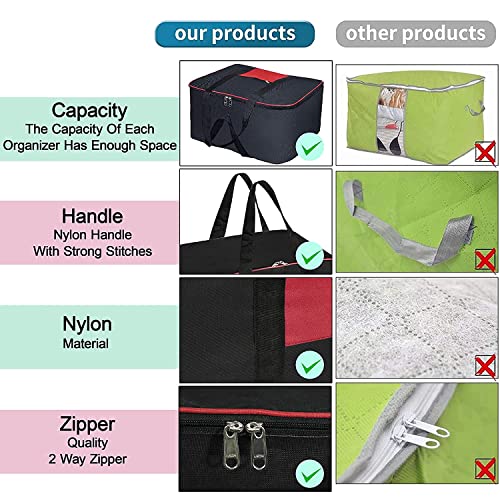 Image of XML Underbed Storage Bag (PACK OF 2) For Clothes Toys Stationery Moisture Proof Nylon Large Size Wardrobe For Travel Home And Kitchen Rectangular (BLACK)