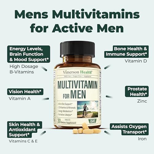 Vimerson Health MULTIVITAMIN FOR MEN 30 TABLETS Multivitamin For Men - Complete Mens Multivitamins & Multiminerals With Vitamin A, C, D, E, B12, Iron & More Essential Vitamins For Men - Mens Vitamins For Energy, Focus, And Mens Health. 30 Tablets thumb #4