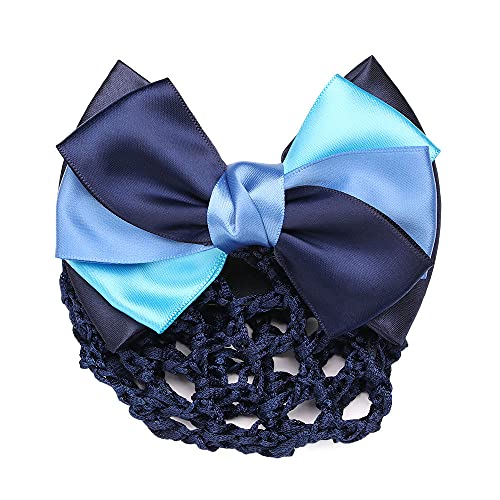 DAWEIF 2PCS Women Professional Hair Bun Cover Net Snood Hairnet Bowknot Decor Barrette Hair Clip Bow Lace Flower Hair Accessories Headdresses