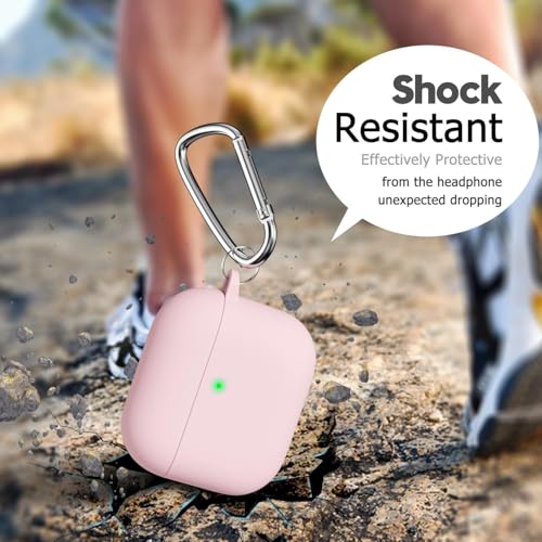 Image of Meyaar for Apple AirPods 4 ​​​​​​​Case Cover with Keychain, Soft Skin Silicone Case Cover, Full Protective Case Cover Compatible with Apple AirPods 4 Case 2024 (Pink)