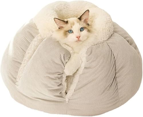 Miniatura 2 de Arena para gatos con forma de calabaza, mantiene el calor en invierno, cama cerrada para gatos, arena semicerrada para mascotas (22 libras, verde)