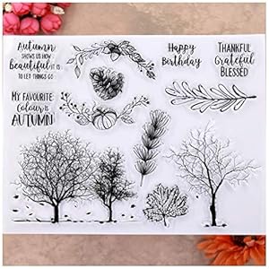 KWELLAM T Boom Bladeren Pine Cones Herfst Gelukkige Verjaardag dankbaar Gezegend Duidelijke Stempels voor Kaarten Maken…