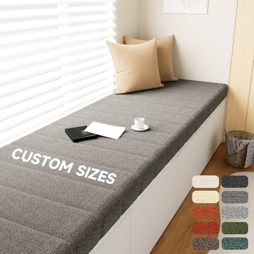 BayHomes Custom Bay Window Cushion and Indoor Shoe Bench Cushion, Indoor Furniture Bench Cushion, Custom Any Size/Color, cat Scratch Resistant high Density Sponge Cushion