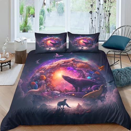 Housse de couette style violet avec fermeture à glissière fluide King - 2