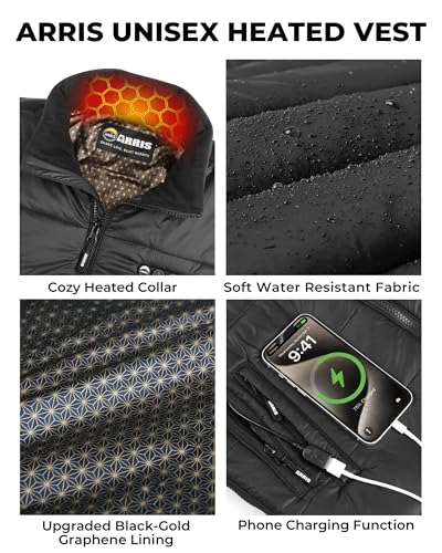 Image of ARRIS Heated Vest with Patented Size Adjustable Design For Men and Women