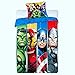 AVG Avengers Set Copripiumino Reversibile 140x200 + Fodera Cuscino 63x63 Avengers Marvel,Adatto per Tutte Le Stagioni