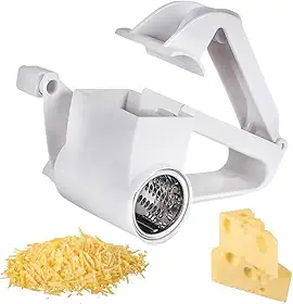 Ralador de Queijo Manual Manivela Lâminas em Aço Inox 14CM Pegada Ergonômica Ideal para Parmesão Mussarela Chocolate Nozes Castanhas Acessório Cozinha PREMIUM