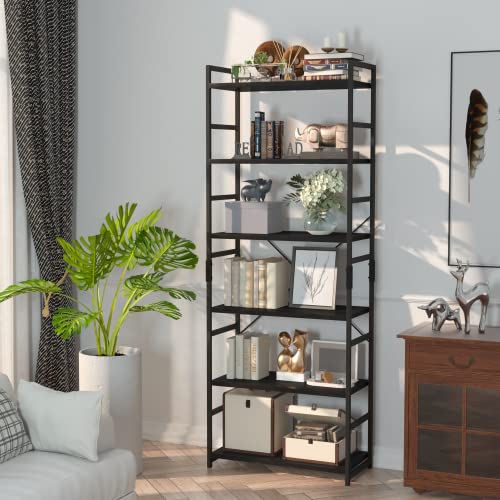 Image of NUMENN 6 Tier Bookshelf, Tall Bookcase Shelf Storage Organizer, Modern Book Shelf for Bedroom, Living Room and Home Office, Black