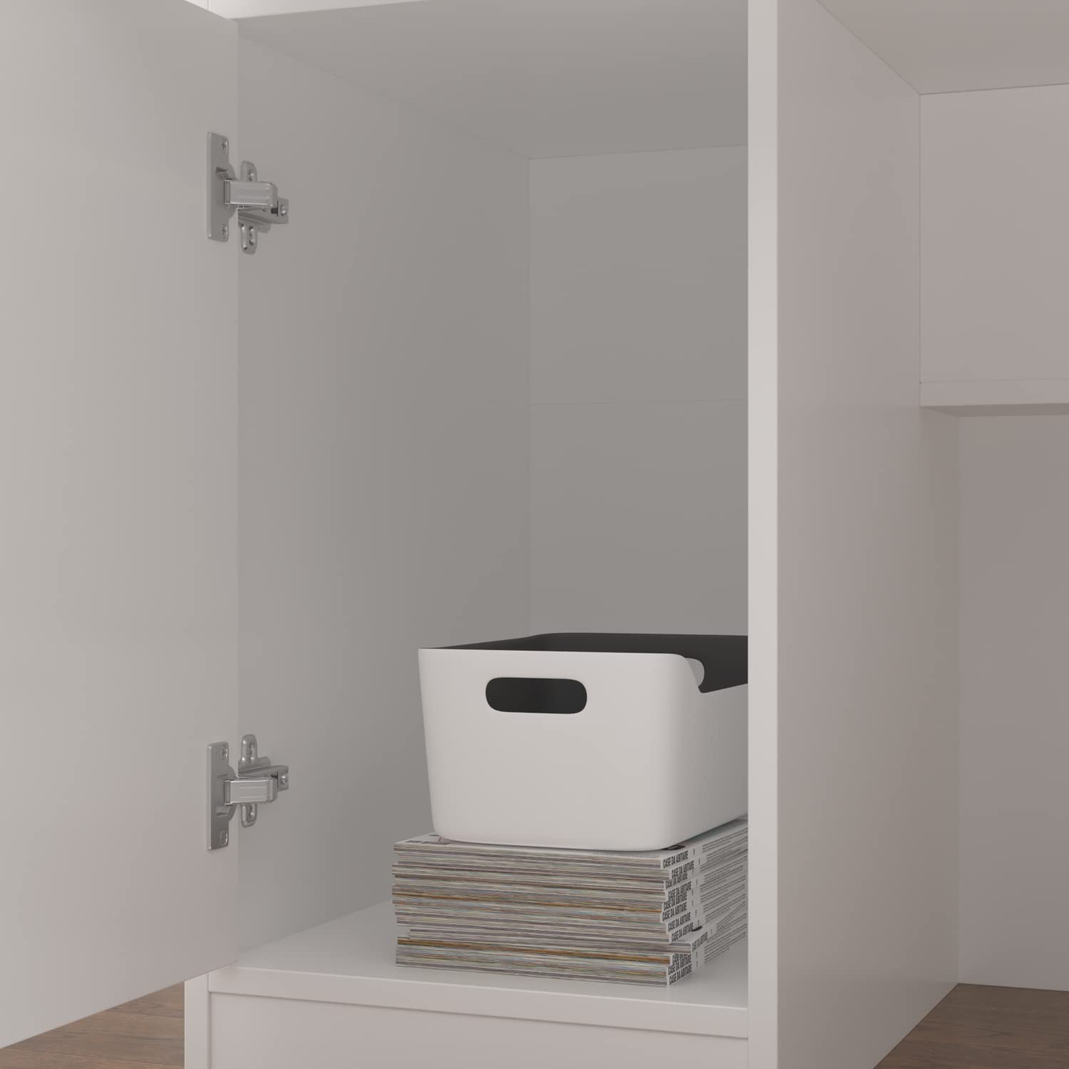 Caldion Empfangstheke mit LED-Beleuchtung, Rezeptionstisch mit Schublade und Regalen, Weiß 120x50x100 cm MDF