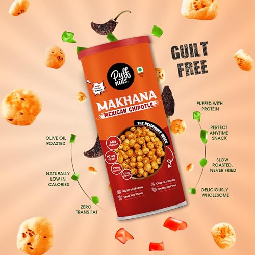 Image of Puffnuts COMBO Of 4 (308g) | Roasted and Flavoured Makhana | Healthy Snack | Namkeen | Puff Nuts | Gluten Free | Cholesterol Free | Protein Rich | Fiber Rich | With Calcium & Magnesium | Roasted in Olive Oil | Pack Of 4 x 77g (Mint Masti, Tangy Tomato, Mexican Chipotle, Cream & Onion)