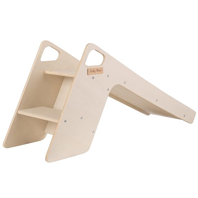 Foto 4 de 8 de KiddyMoon Tobogán Y Silla 2 En 1 De Madera para Niños, Grande, Natural