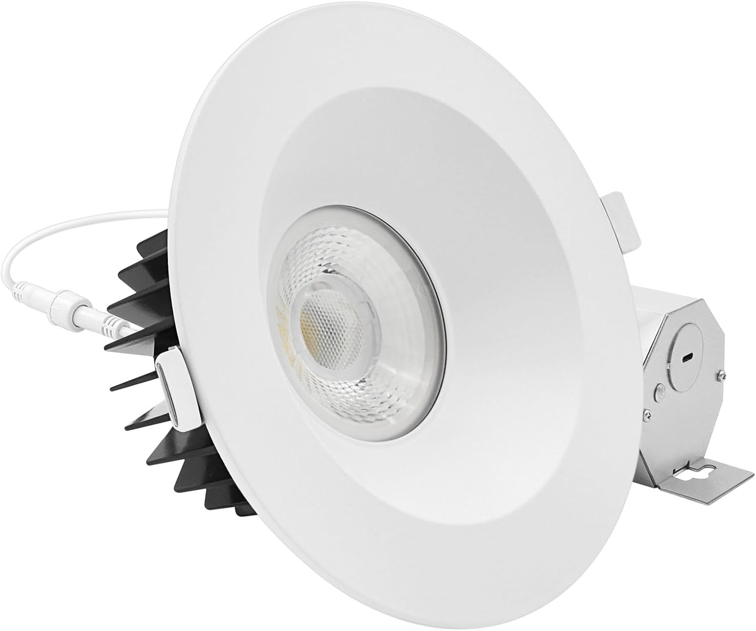 LUXRITE 6 Inch LED Recessed Light, Regressed Spotlight with Round White Interchangeable Trim, 22W, 1800LM, 5CCT 2700K–5000K, 38°, Dual Dimmable, Twist-N-Lock, CRI90, Wet & IC Rated, ETL Listed