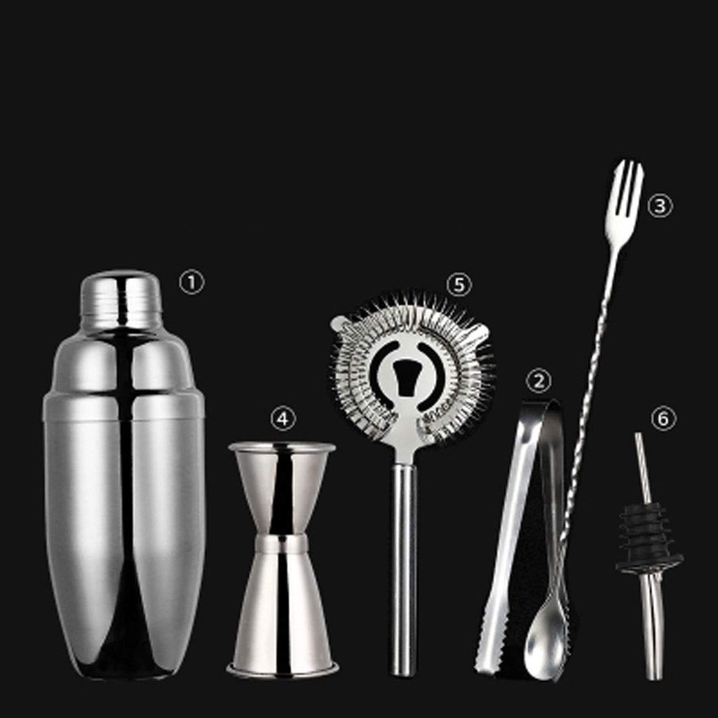 Coctelera para cócteles de 6 piezas con jigger y cuchara para preparar combinados en casa