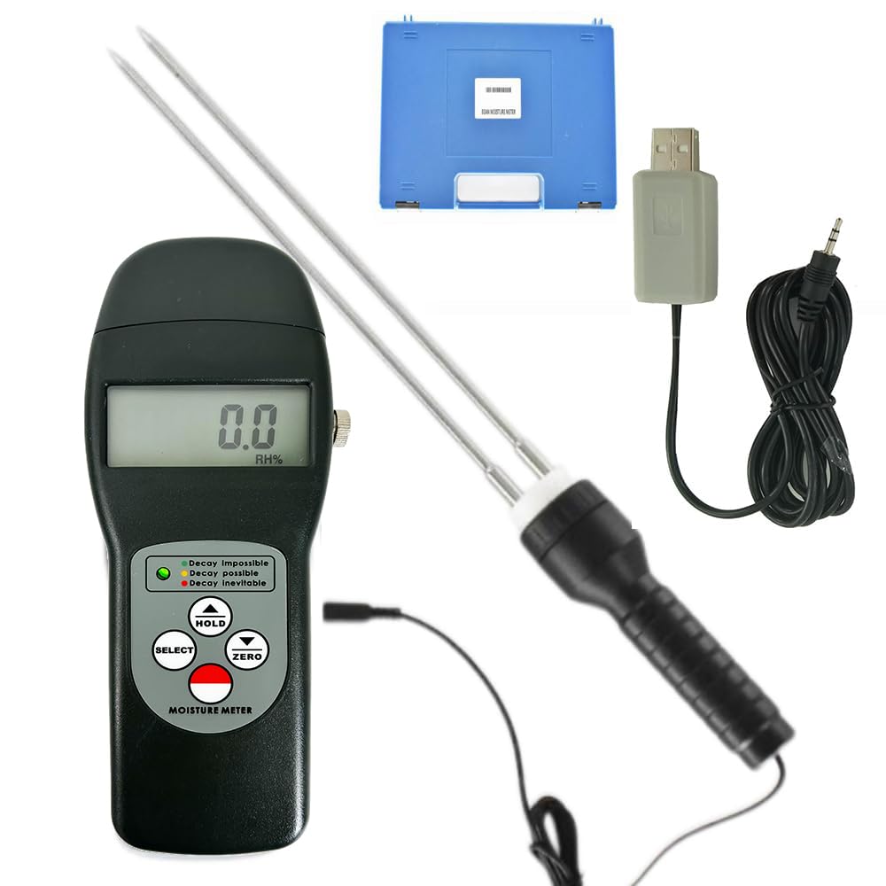 Portable Cocoa Bean Moisture Tester Digital Moisture Tester Cocoa Bean Humidity Analyzer with USB Interface Humidity<90% RH Accuracy ±0.5% n Resolution 0.1 Range 0 to 24% LED Indicator