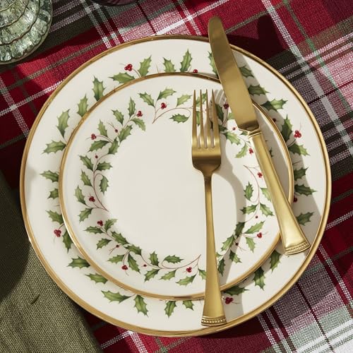 Image of Lenox 893172 Holiday 12-Piece Plate and Bowl Set, Christmas Dinnerware, Hosting