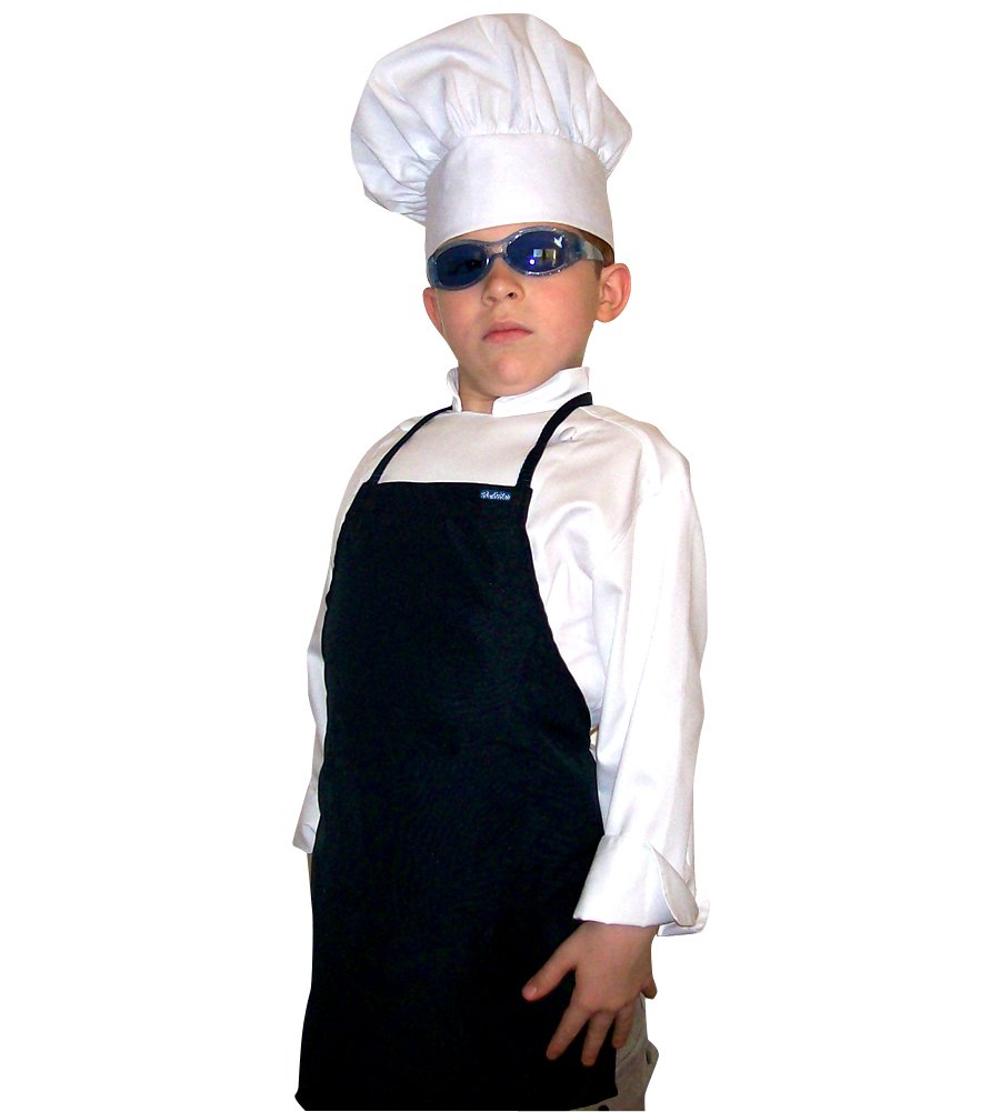 CHEFSKIN Jet Black Medium Size Lot 5 Chef Aprons Fabric Pocket Light fits 8-12