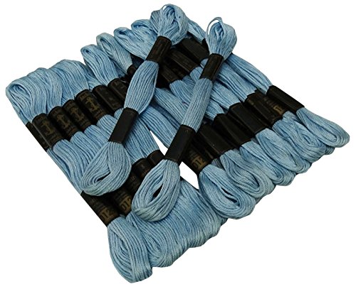 Image of Cross Stitch Hand Embroidery Thread Stranded Cotton Craft Sewing Floss 25 Skeins-Light Blue