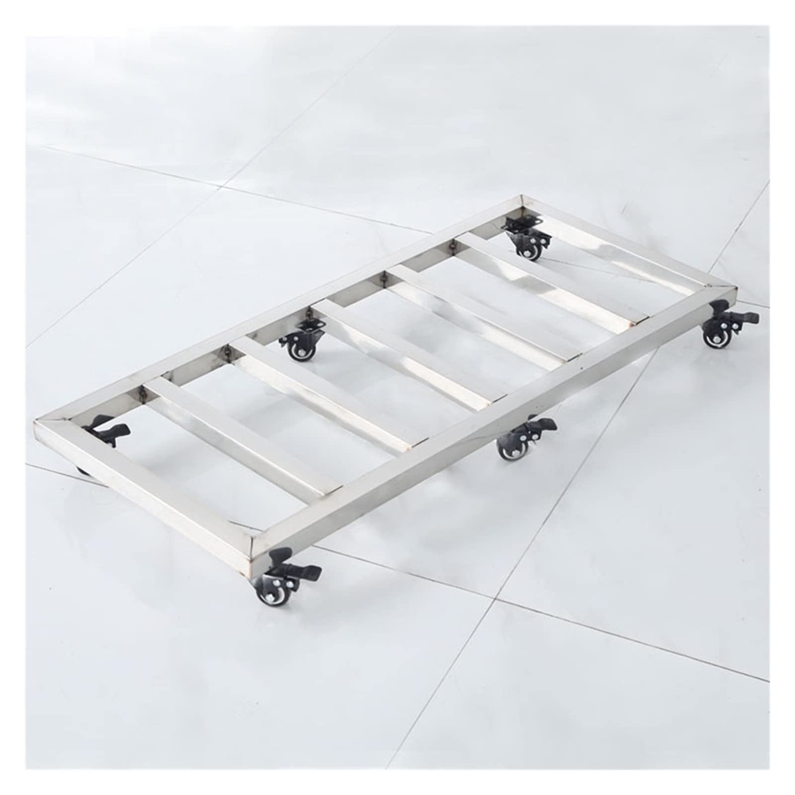 YUANCHUTOP Plant Caddy Dolly with Lockable Wheels, Movable Potted Stand for Indoor Outdoor Use, Stainless Steel Material, Rectangle Flower Pot Tray