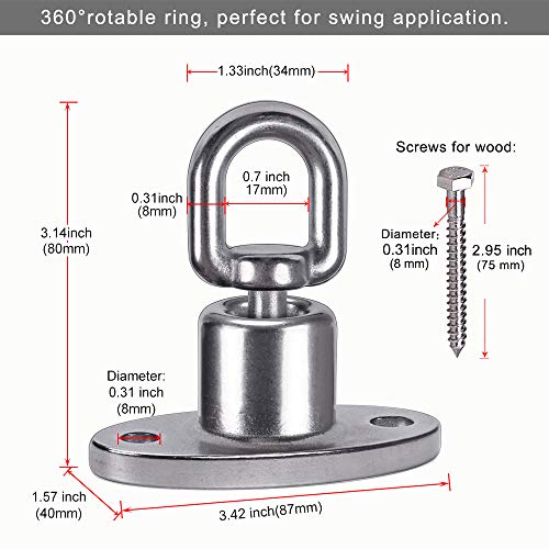 Seleware Silent Ball Bearing Swing Hangers, Heavy Duty 360° Rotate Swing Swivel Hook For Wooden Playground Yoga Hammock Chair Rope Punching Bag Porch Tire Web Swing Sets, 1200 Capacity #TOP2