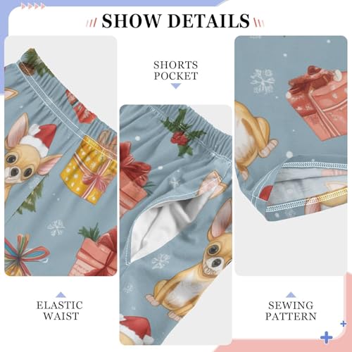 ZZXXB Christmas Chihuahua Snow Boys Long Pants Soft Trousers Elastic Waist Kids Lounge Bottoms with Pockets S-XL4