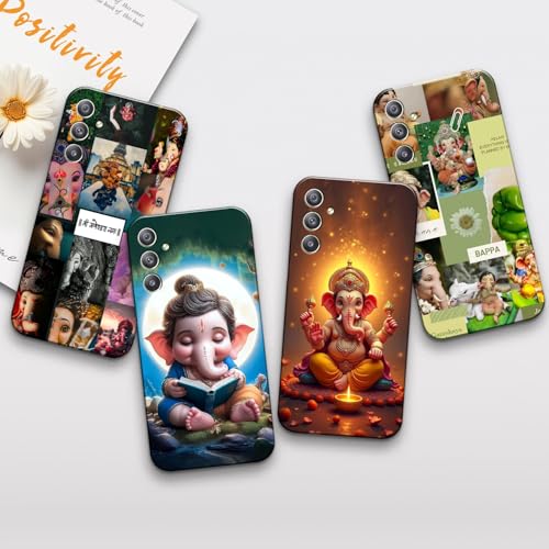 Image of COLORflow Back Cover Compatible with Samsung Galaxy A34 5G | Ganesh Ji, Ganpati Bappa, Lord Ganesha Color Customized Back Cover Compatible with Samsung Galaxy A34 5G