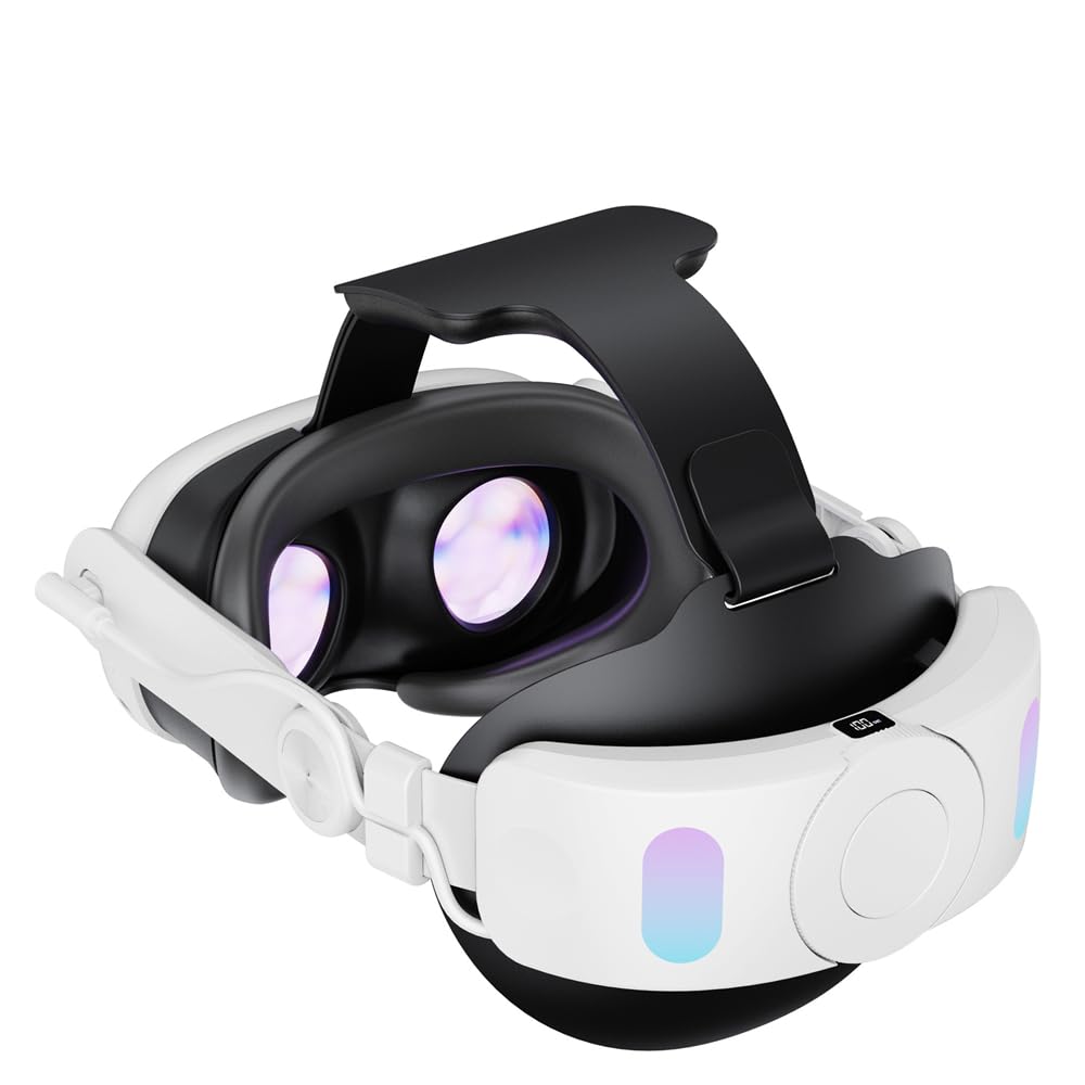 Cinturino VR per Meta Quest 3,VR Elite Strap Accessori di ricambio,Fascia regolabile per cuffie VR, batteria integrata da 6000 mAh per la ricarica,Maggiore comfort,Riduce la pressione sulla testa