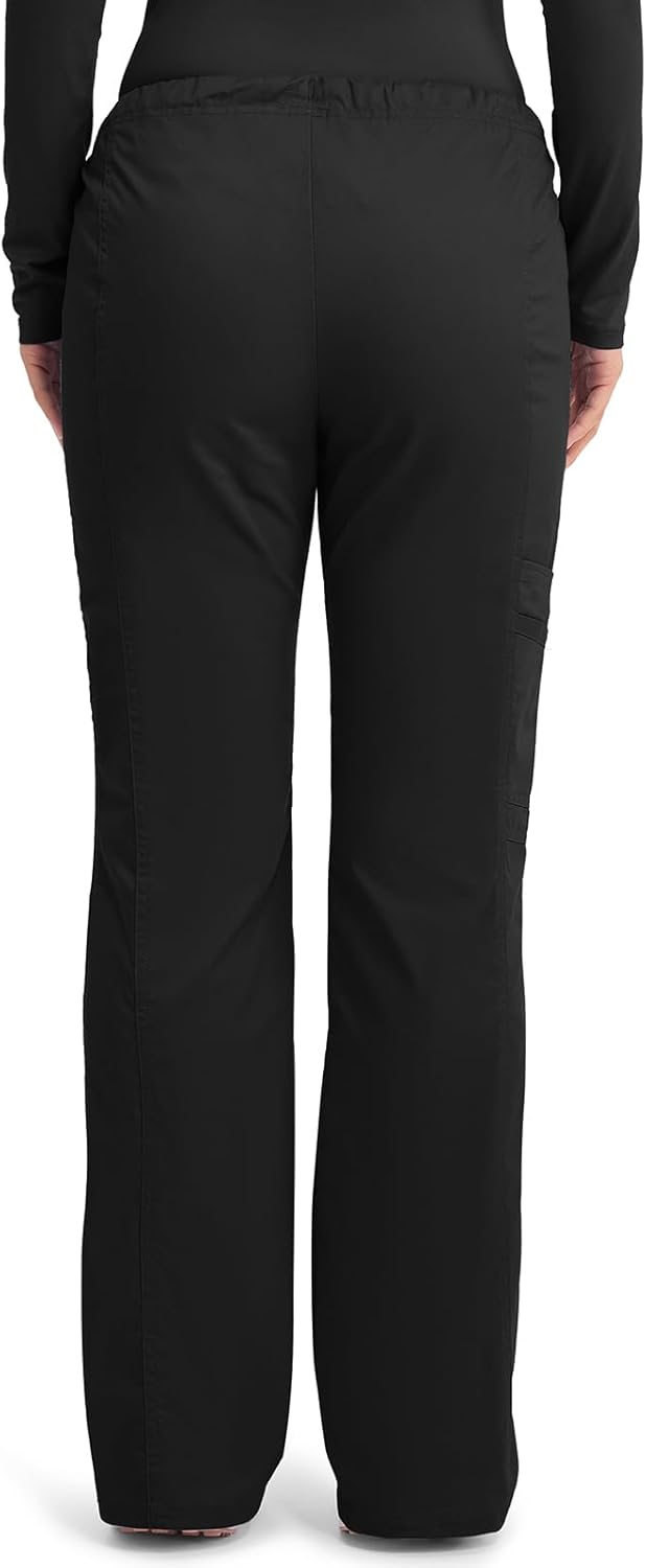 Cherokee Scrub Pants for Women Mid Rise Flare Leg Drawstring Cargo Medical Uniform 4 Pocket Durable Easy Care Stretch - 4044 - Image 4