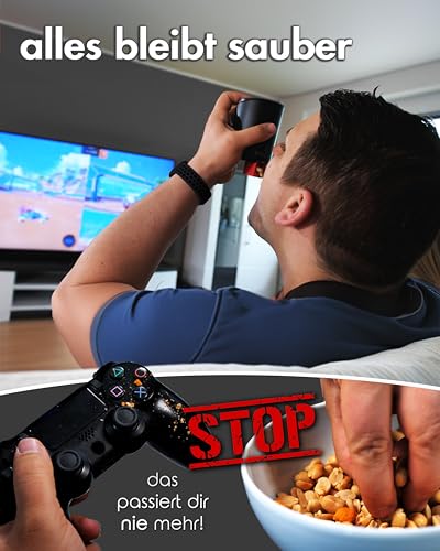 snagger - Der Snackspender // saubere Hände beim Snacken // geeignet für Erdnüsse, NicNacs, UVM // Männer Geschenke, Gamer / Made in Germany (schwarz-grau)