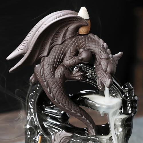 Brûleur d'encens dragon en céramique à refoulement pour salon - 4