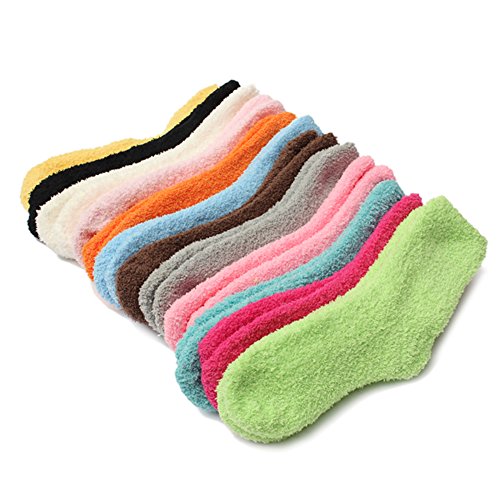 Wilotick 5u00a0Pares de Mujer Dulces Color Coral Invierno Fieltro flaumig Calcetines verdicken Thermal Tobillo Calcetines Hacha äufig Crew Calcetines Color Azar