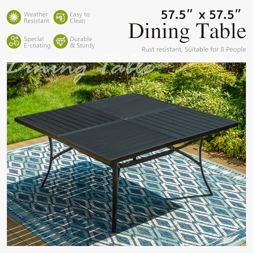 Image of Sophia & William Outdoor Dining Set for 8 Patio Dining Sets 9 Pieces Patio Table and Chairs Set 57.5 inch Square Outdoor Dining Table with Swivel Patio Chairs for Garden Pool All Weather (Brown)