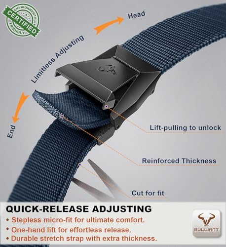 Image of BULLIANT Men Tractical Belt,Stretch Western Rigger Web Belt For Cowboy Military Heavy Duty Hiking Hunting 1.5 inch-Cut For Fit