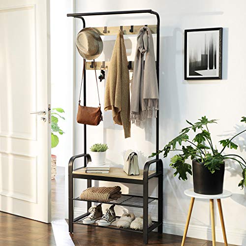 ACAZA 3-in-1 Garderobenständer mit Bank & Schuhregal – Flurmöbel aus...