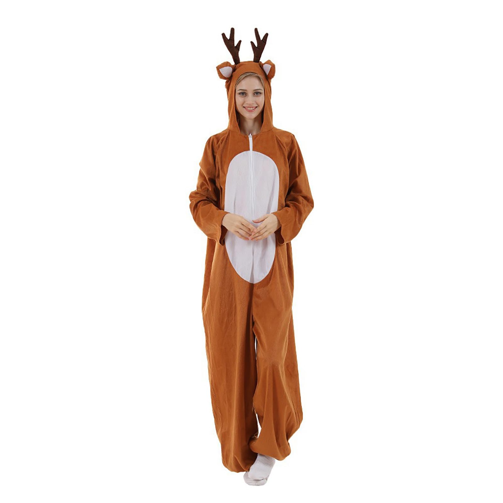 2026 Kombinezon bożonarodzeniowy z kombinezonem na imprezę cosplay dla kobiet i mężczyzn, z zamkiem błyskawicznym, ciepła bielizna nocna, odświętny, jednoczęściowy, na karnawał, domowy, puszysty