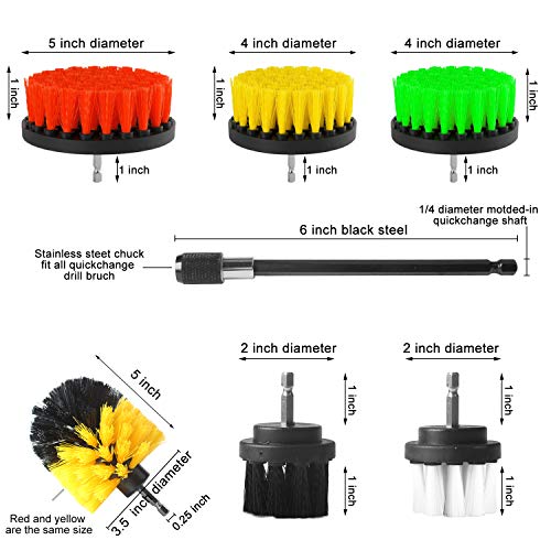BYGD 26 Pieces Drill Brush Set Scrub Pads & Sponge, Drifferent Size Power Scrubber Brush with Extend Long Attachment All Purpose Clean for Car, Grout, Tiles, Sinks, Bathtub, Bathroom, Kitchen