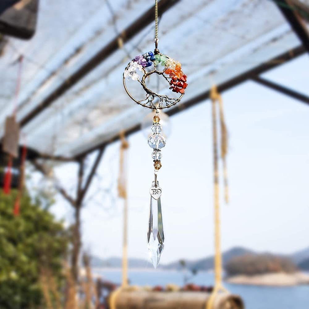 4 Pezzi Acchiappasole Cristallo, Acchiappasole con Elemento Albero