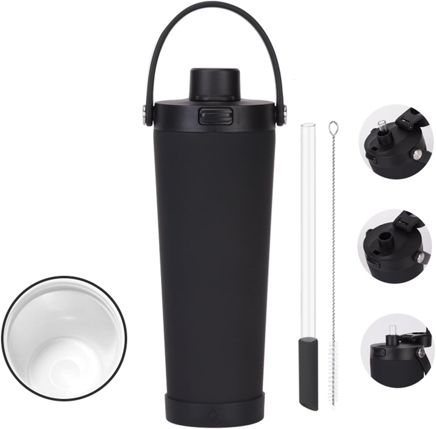 保温マグ - ストロー付き蓋カップ,セラミックコーティング 真空保温マグ | 旅行・キャンプ・オフィス・アウトドア・ピクニック・学校