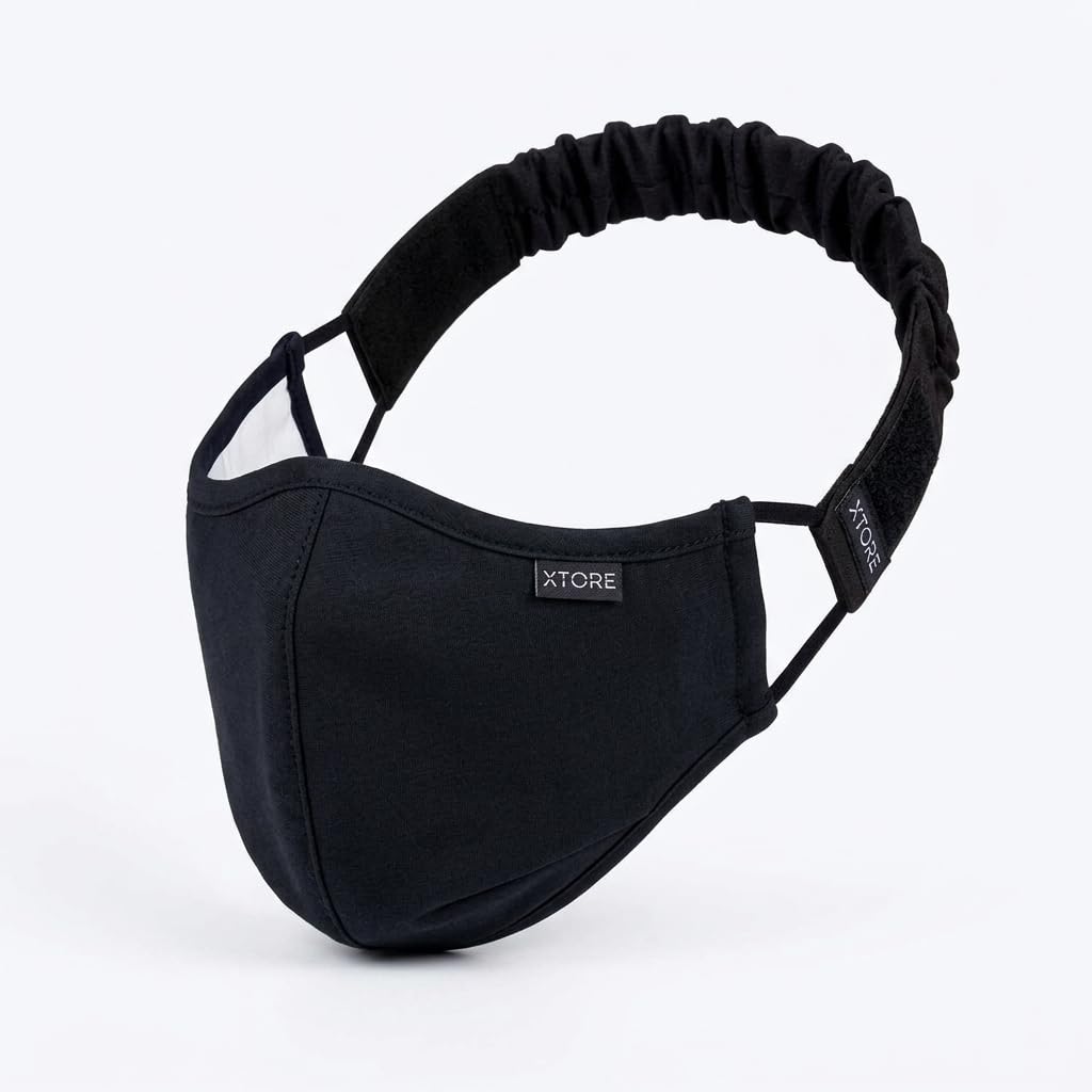 Xtore FDA CE Certified Cotton Cloth Washable Reusable N95 Cloth Mask Without Valve, 1 Filter & 1 Head Band for Unisex (Ebony Black)-image-43